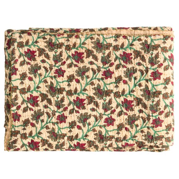Taj Hotel Home Decor Kantha Cotton Throw | 1-Piece | Multicolor | 50"x70" - Picture 2 of 3